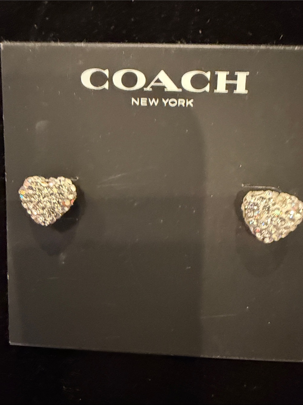 Coach Heart Pavé Stud Earrings - Silver Crystal